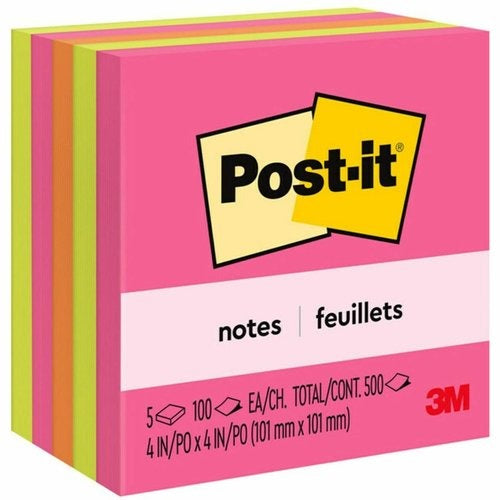 3M 3M MMM6755AN Post-it Notes Poptimistic Collection Square (4 inches x 4 inches / 100 Sheets / 5 Pack)