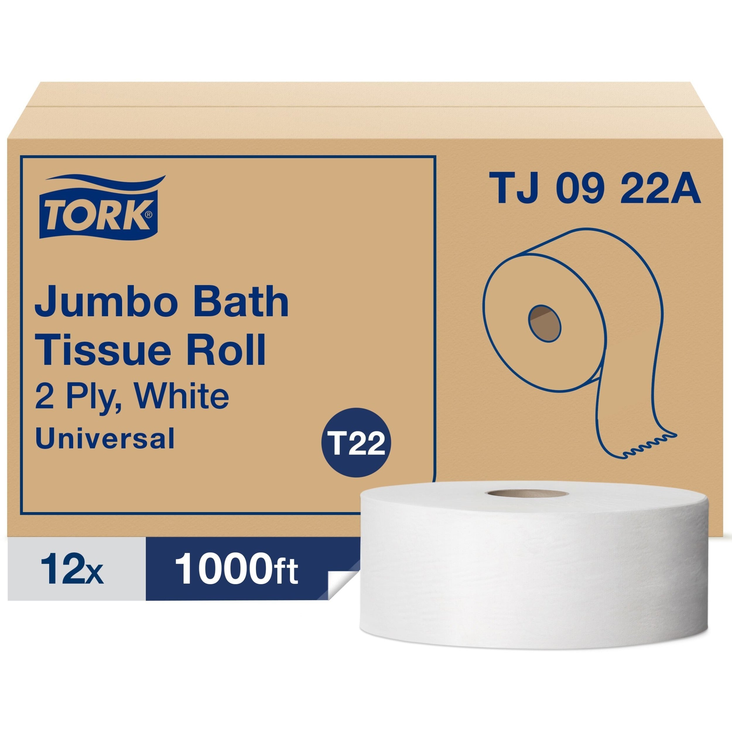 TORK Tork TRKTJ0922A Jumbo Toilet Paper 2-Ply (1000 ft / 12 Rolls) TJ0922A