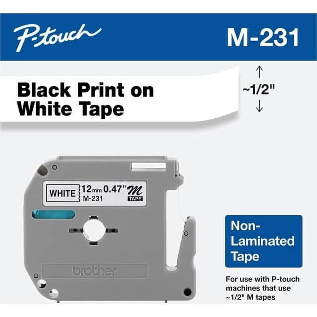 BROTHER Brother BRTM231BD P-touch nonlaminated M series tape cartridge 1/2 inches width (4/Bundle)