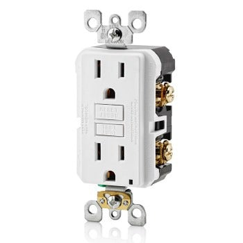 LEVITON Leviton R12-GFNT1-0KW SmartlockPro Self-Test Slim Duplex GFCI Outlet 15 Amp (1 Each) GFNT1-0KW