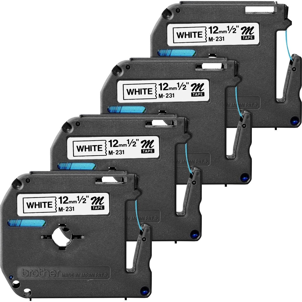 BROTHER Brother BRTM231BD P-touch nonlaminated M series tape cartridge 1/2 inches width (4/Bundle)