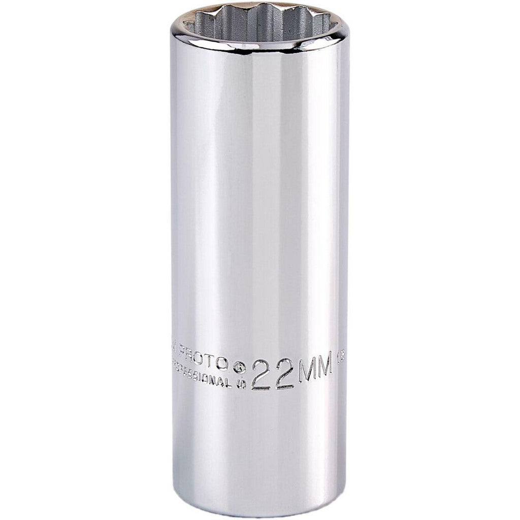 PROTO Proto J5322M Deep Hand Socket 22mm 12-point 1/2 Drive