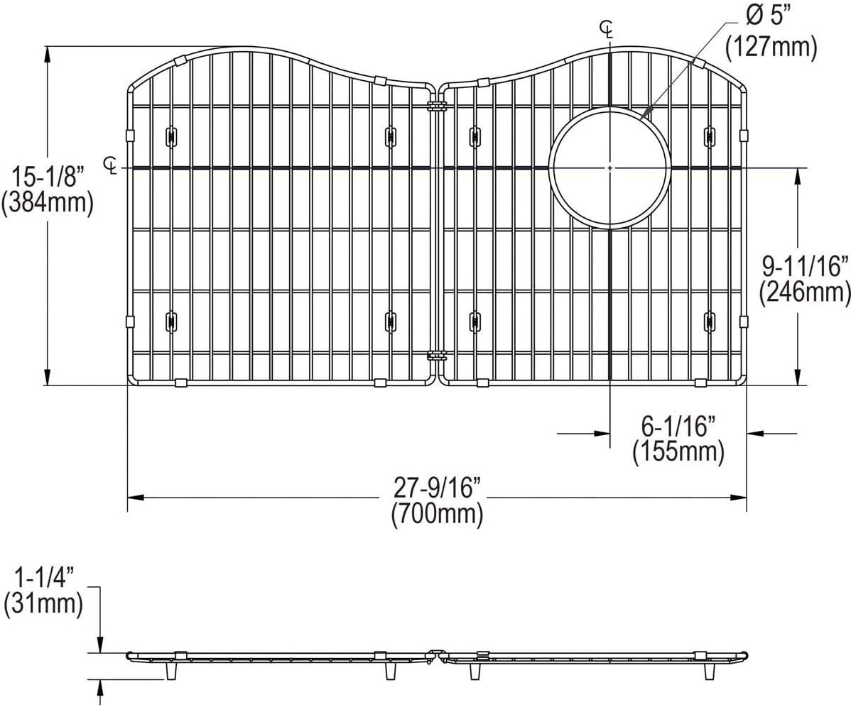 ELKAY Elkay LKOBG3017RSS Stainless Steel Bottom Grid (27.57 in x 15.13 in x 1.25 in)