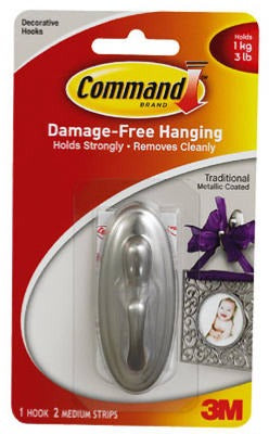 3M 3M 17051BN-ES Command Brushed Nickel Medium Hook 4 Pack