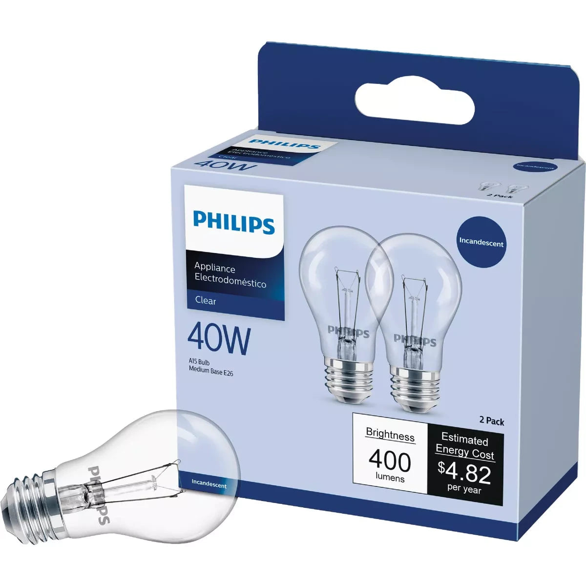 PHILIPS Philips 570259 A15 Incandescent Appliance Bulb 40W (2-Pack) Replacement 570259