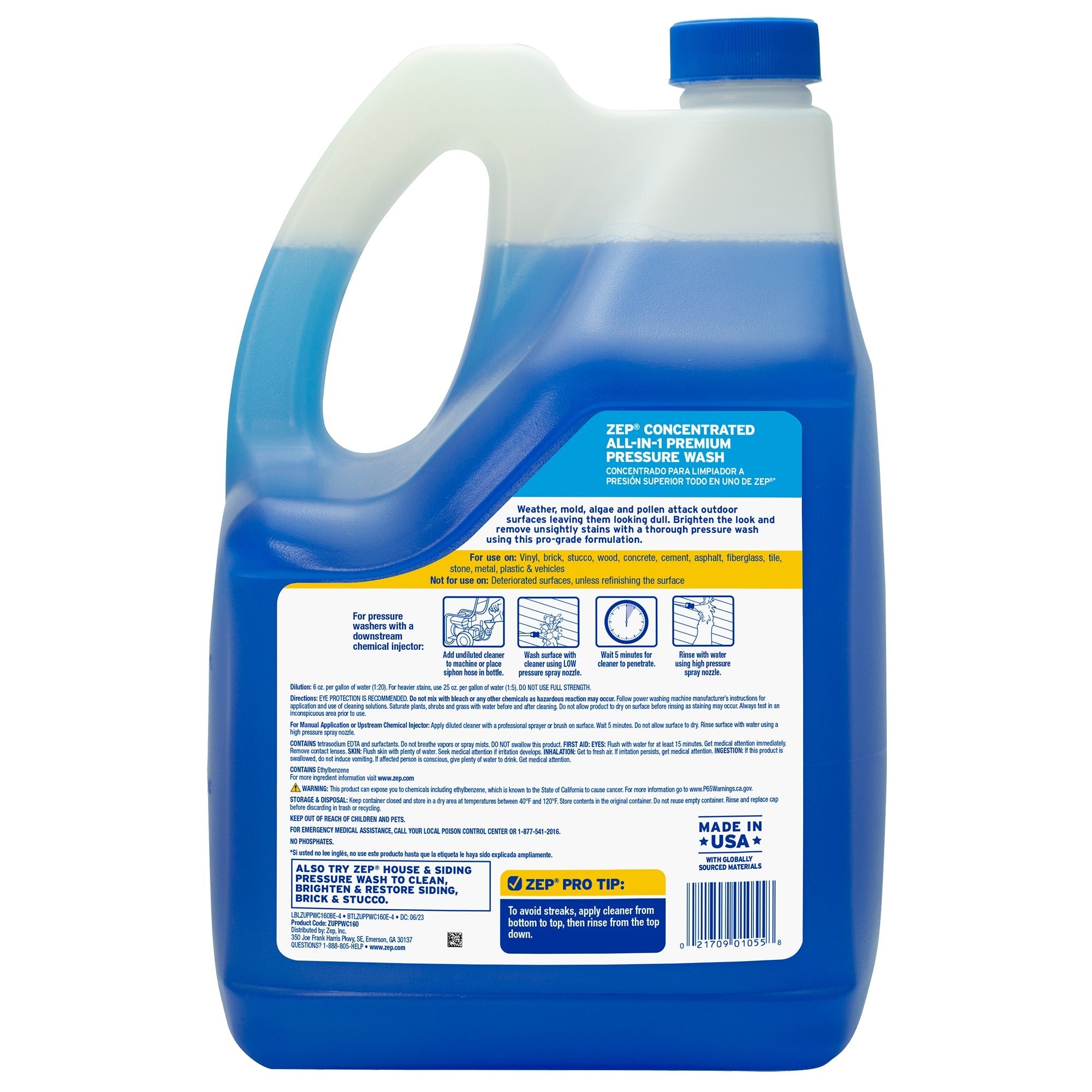 ZEP Zep ZUPPWC160 All-In-1 Pressure Wash Concentrate 1.35 Gal (1 Pack)