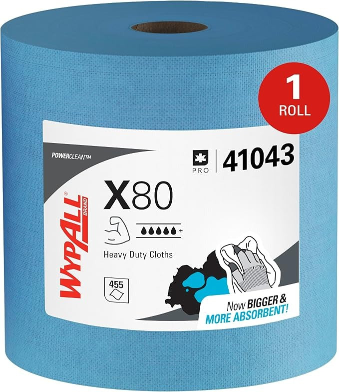 KIMBERLY-CLARK Kimberly-Clark KCC41043 Wypall PowerClean X80 heavy duty cloths jumbo roll 475 sheets (8347)