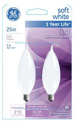 GE G E Lighting 66105 Frosted Bent Tip Candelabra Bulb 25W
