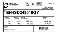 HAMMOND Hammond EN4SD243010GY Eclipse enclosure 24 x 30 x 10