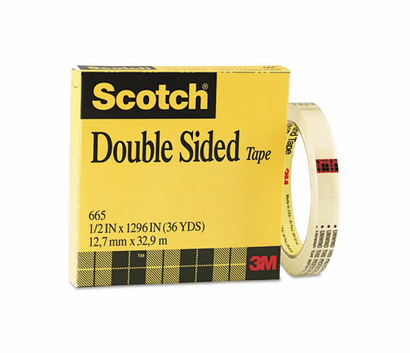 3M 3M MMM665121296 Scotch Permanent Double-Sided Tape (1/2 in x 36 yd, 1 Roll) 665121296