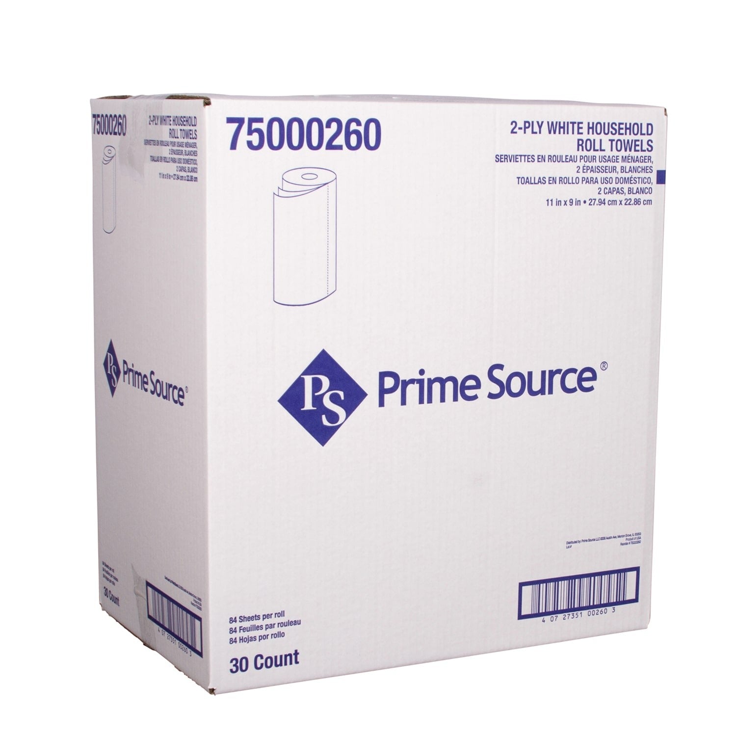PRIME SOURCE Prime Source 75000260 Perforated Kitchen Roll Towel (11 x 9 in, 2-ply, 84 sheets/roll, 30 rolls/case)