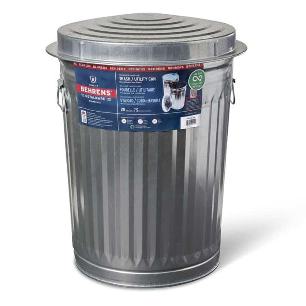 BEHRENS Behrens 1211K Galvanized Steel Trash Can 17.5 in