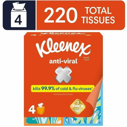 KIMBERLY-CLARK Kimberly-Clark KCC54506 Anti-viral Facial Tissue 55/Box 4 Pack Upright