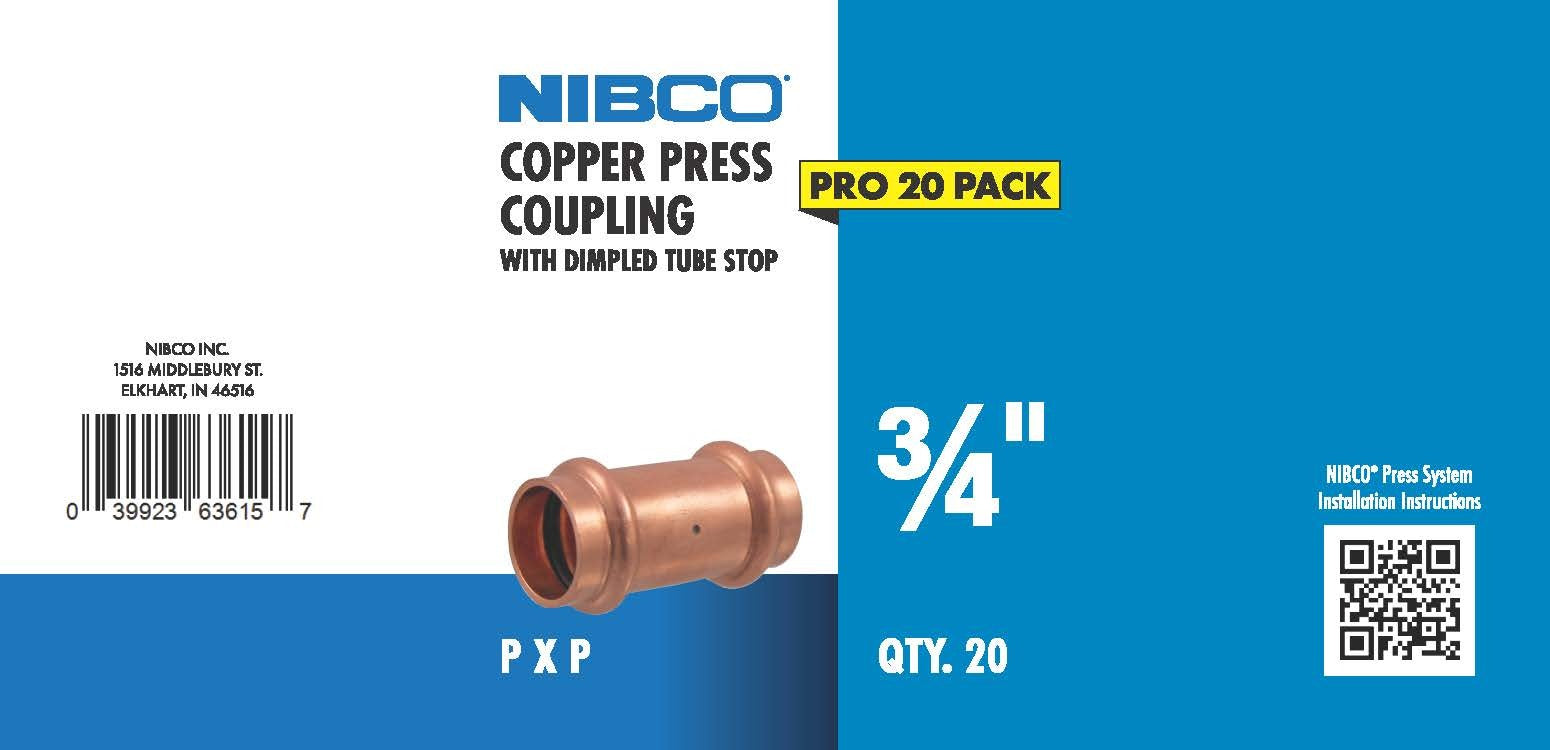 NIBCO Nibco PRECOUP34-JAR 3/4 in Copper Press Coupling 20 Pack