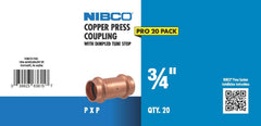 NIBCO Nibco PRECOUP34-JAR 3/4 in Copper Press Coupling 20 Pack