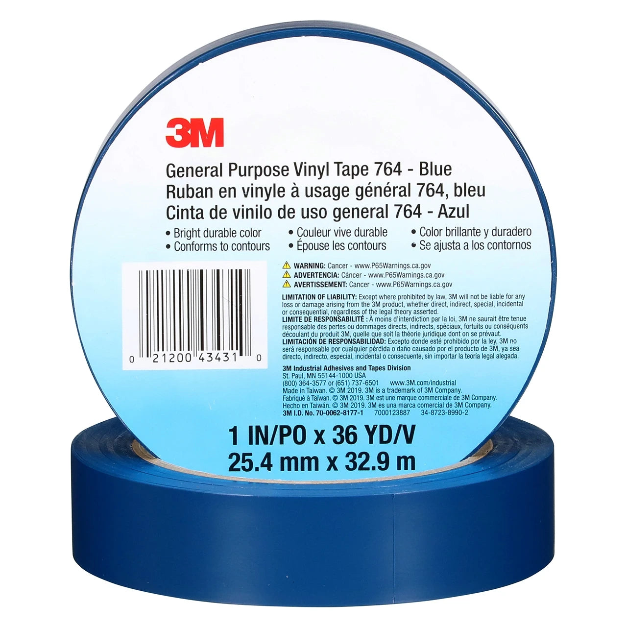 3M 3M 7000123887 General Purpose Vinyl Tape 764 1 in x 36 yd 5.0 mil 36 per case