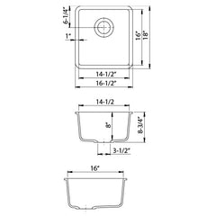 DAKOTA Dakota Plumbing Products GSE-QC1618-MO Kavlen Bar Sink