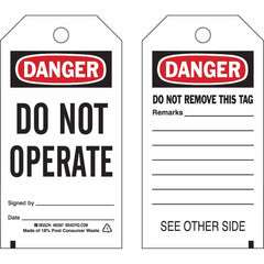 BRADY Brady 65367 Do Not Operate Lockout Tag Polyester 25-pack