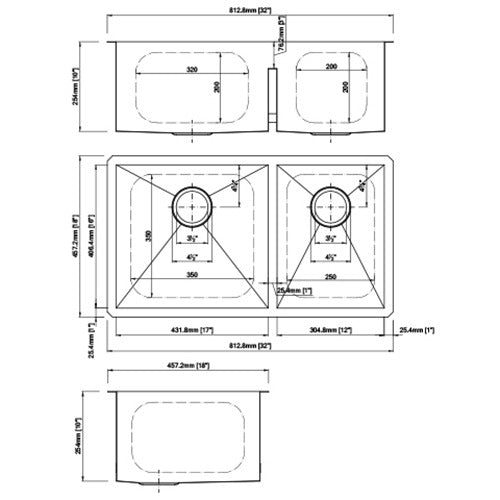 DAKOTA Dakota Plumbing DSZ-6040LDSV Zoria 6040LD Undermount Sink Silver
