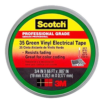 3M 3M Company 10851-DL-10 Vinyl Electrical Tape 0.75in X 66ft Green