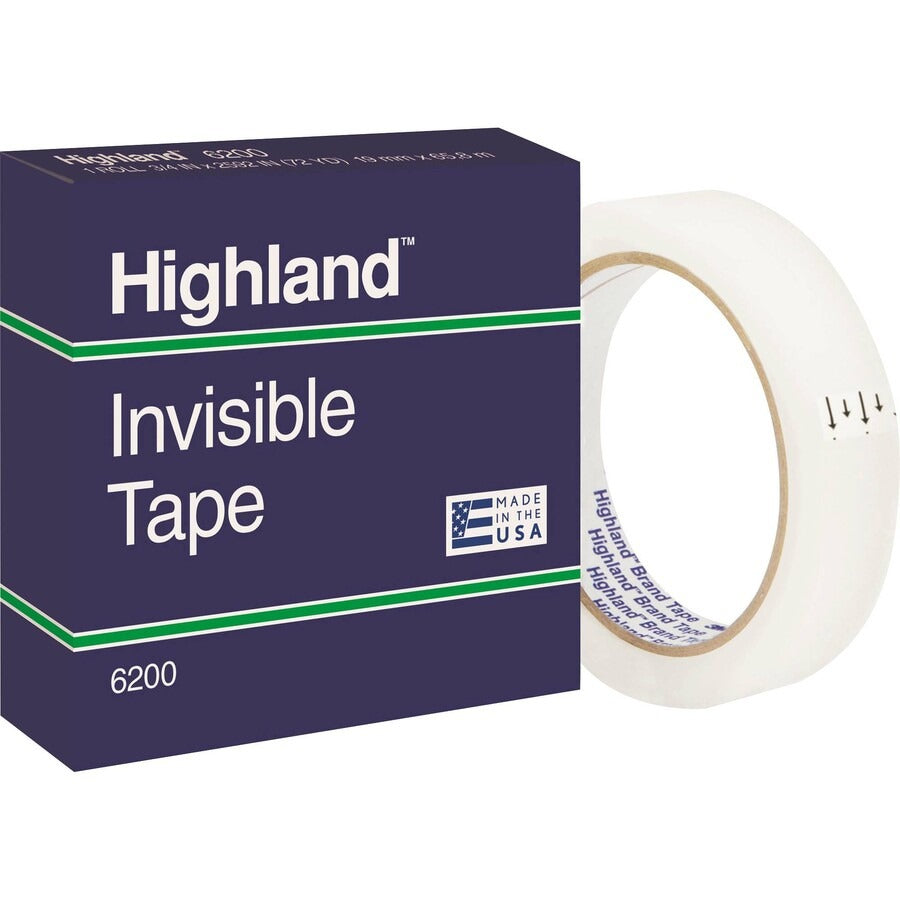3M 3M MMM6200342592 Highland 3/4 in matte-finish invisible tape 0.75 in x 72 yd (1 Roll) 6200342592