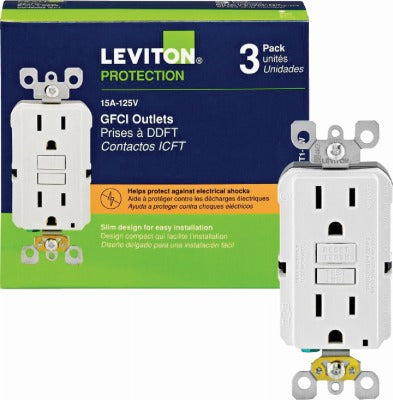 LEVITON Leviton M12-GFNT1-03W 15A Slim Gfci Outlet White 5 Pack