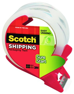 3M 3M 3450S-RD Clear Packaging Tape with Dispenser 6 Pack