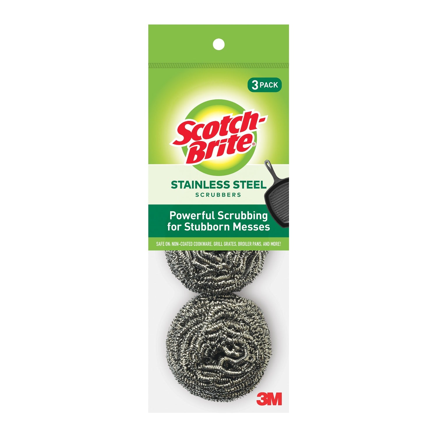 3M 3M 214C Scotch-Brite Stainless Steel Scouring Pads Pack of 3 449199