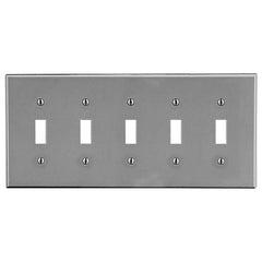 HUBBELL Hubbell Premise Wiring P5GY 5-gang Toggle Wallplate Gray