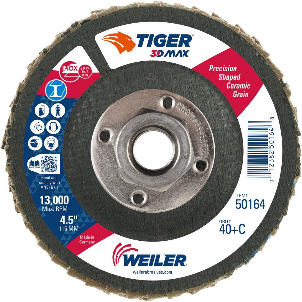 WEILER Weiler 50164 Ceramic Alumina Flap Disc 4-1/2 in Type 29