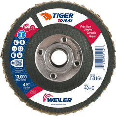 WEILER Weiler 50164 Ceramic Alumina Flap Disc 4-1/2 in Type 29