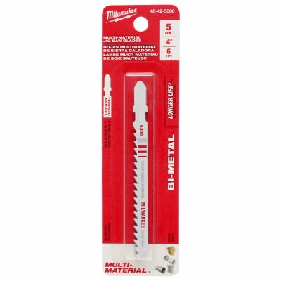 MILWAUKEE Milwaukee 48-42-5300 4in 6TPI T-shank Jigsaw Blade 5-pack