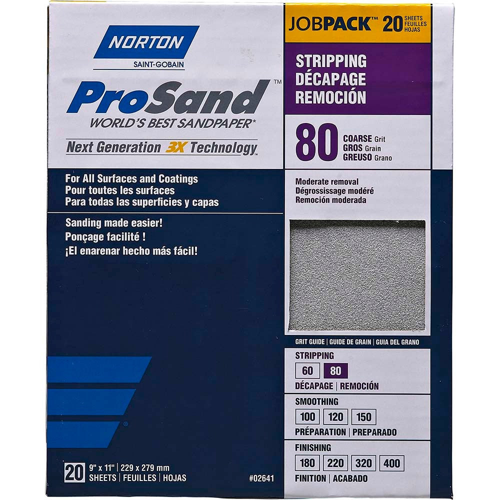 NORTON Norton 07660768174 Sanding Sheet 80 Grit 9x11 in