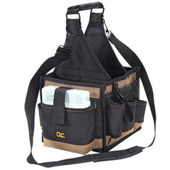 CLC Custom Leather Craft 1526 Tool Carrier Bag 8 x 8 in. Black/Khaki Fabric Multi-Compartment Tool Tote