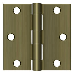 DELTANA Deltana S33U5-R Square Hinge 3x3 in Antique Brass