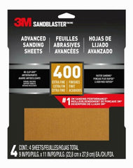 3M 3M Company 20400-G-4 Sandpaper 400 Grit 9x11 Inches 4 Pack