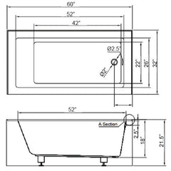 DAKOTA Dakota Plumbing Products UST-ALLC02SNW Norrin Alcove Bathtub