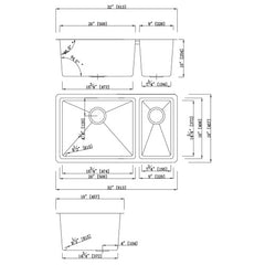 DAKOTA Dakota Plumbing GSM-7030 Undermount 70/30 Kitchen Sink