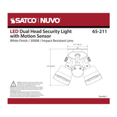 SATCO-NUVO Satco-Nuvo 65-211 LED Dual Head Security Light 20W (0-90 degree) 65-211