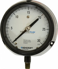 ASHCROFT Ashcroft 92947XLL Pressure Gauge 4.5 in Dial 0-30 Psi Rear Flange