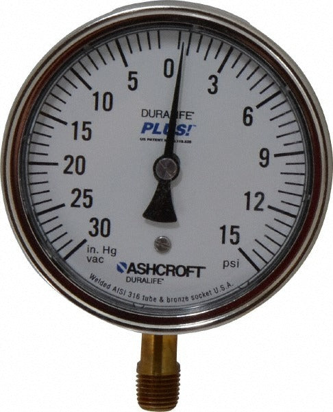 ASHCROFT Ashcroft 94594XLL Pressure Gauge 0-15 Psi 3.5 in Dial