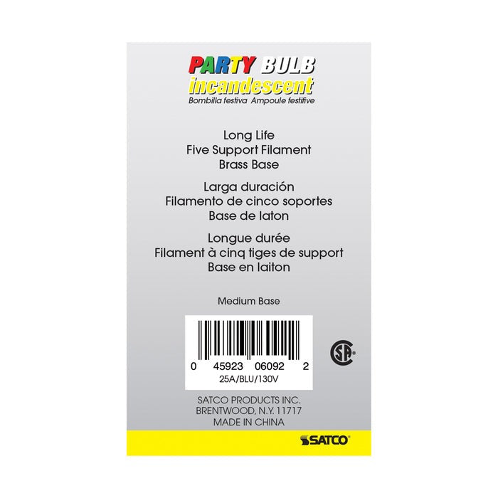 SATCO-NUVO Satco-Nuvo S6092 A19 Incandescent 25W 130V Medium Base 1000 Hour
