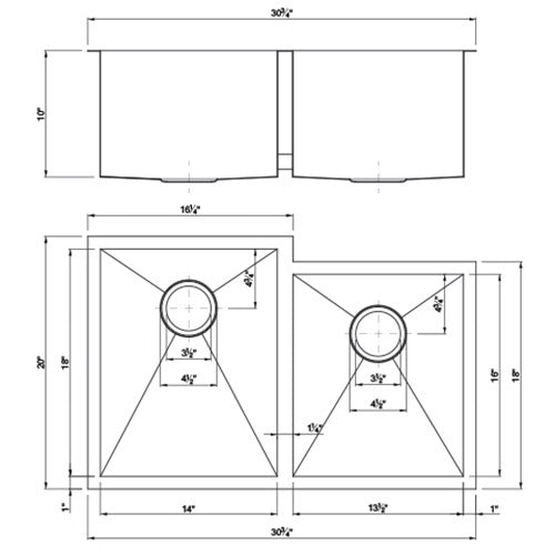 DAKOTA Dakota Plumbing Products DSZ-6040-1CP Zoria Undermount Sink