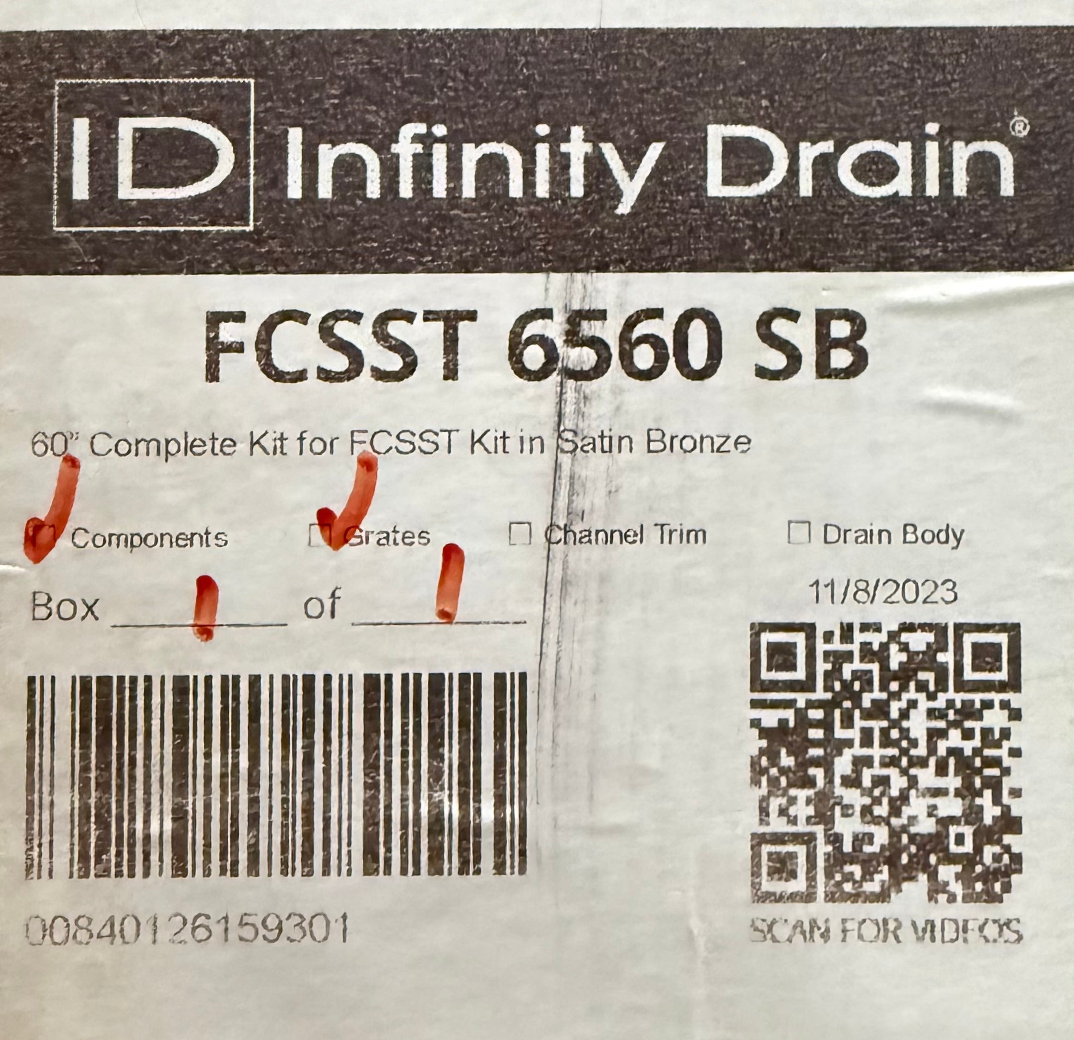 INFINITY DRAIN Infinity Drain FCSST6560SB Slot Drain Complete Kit for FCS Series 60 in