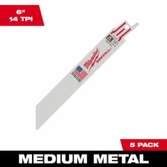 MILWAUKEE Milwaukee 48-00-5182 6in 14T Bi-metal Recipro Blade 5 Pack