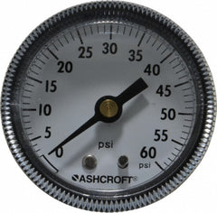 ASHCROFT Ashcroft 662876000531 Pressure Gauge 0-60 Psi 2 in Npt