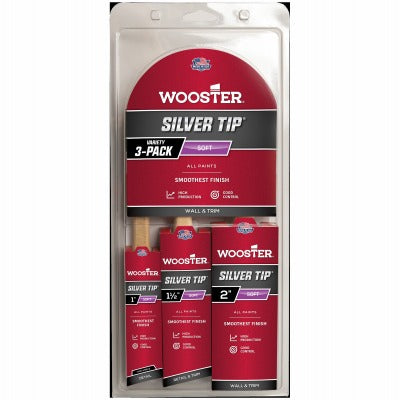 WOOSTER Wooster Brush 5229 Silver Tip Paint Brush Set 3 Pack