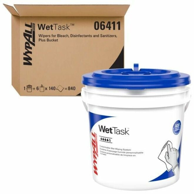 KIMBERLY-CLARK Kimberly-Clark KCC06411 Wypall CriticalClean WetTask Wipers and Bucket 1 Carton