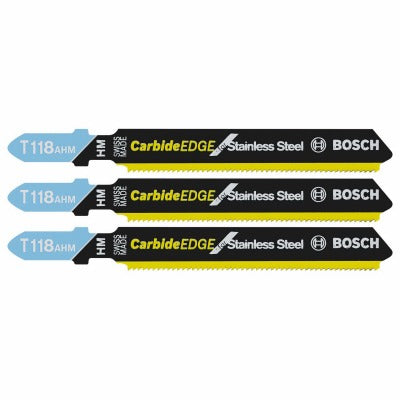 BOSCH Bosch T118AHM3 Jig Saw Blade Set 24 Tpi Carbide 3-1/4 in 3pc