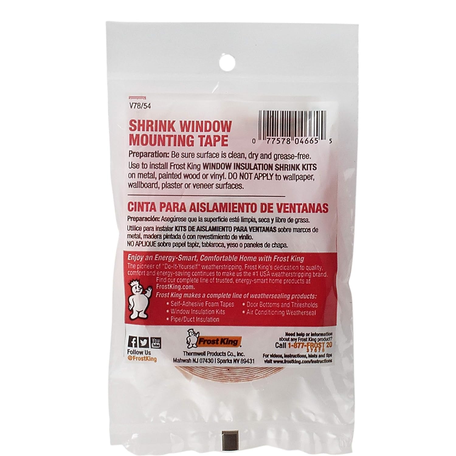 FROST KING Frost King V78/54H Double-Face Mounting Tape (1/2 in x 54 ft)